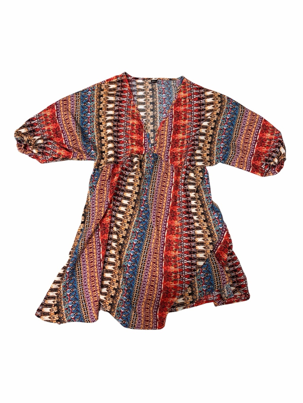 Source Unknown Kids Boho Stripe Dress - Red, Blue & Tan